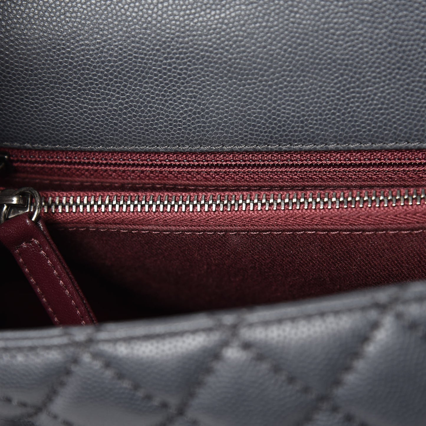 Caviar Quilted Small Coco Handle Flap Gray