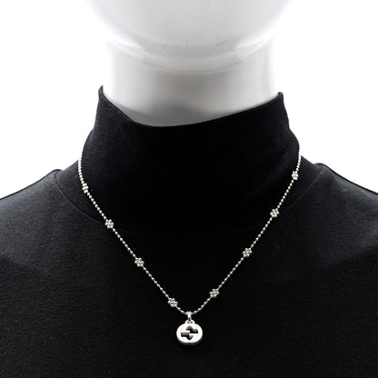 Gucci Sterling Silver Interlocking GG Pendant Beaded Necklace 2 of 5