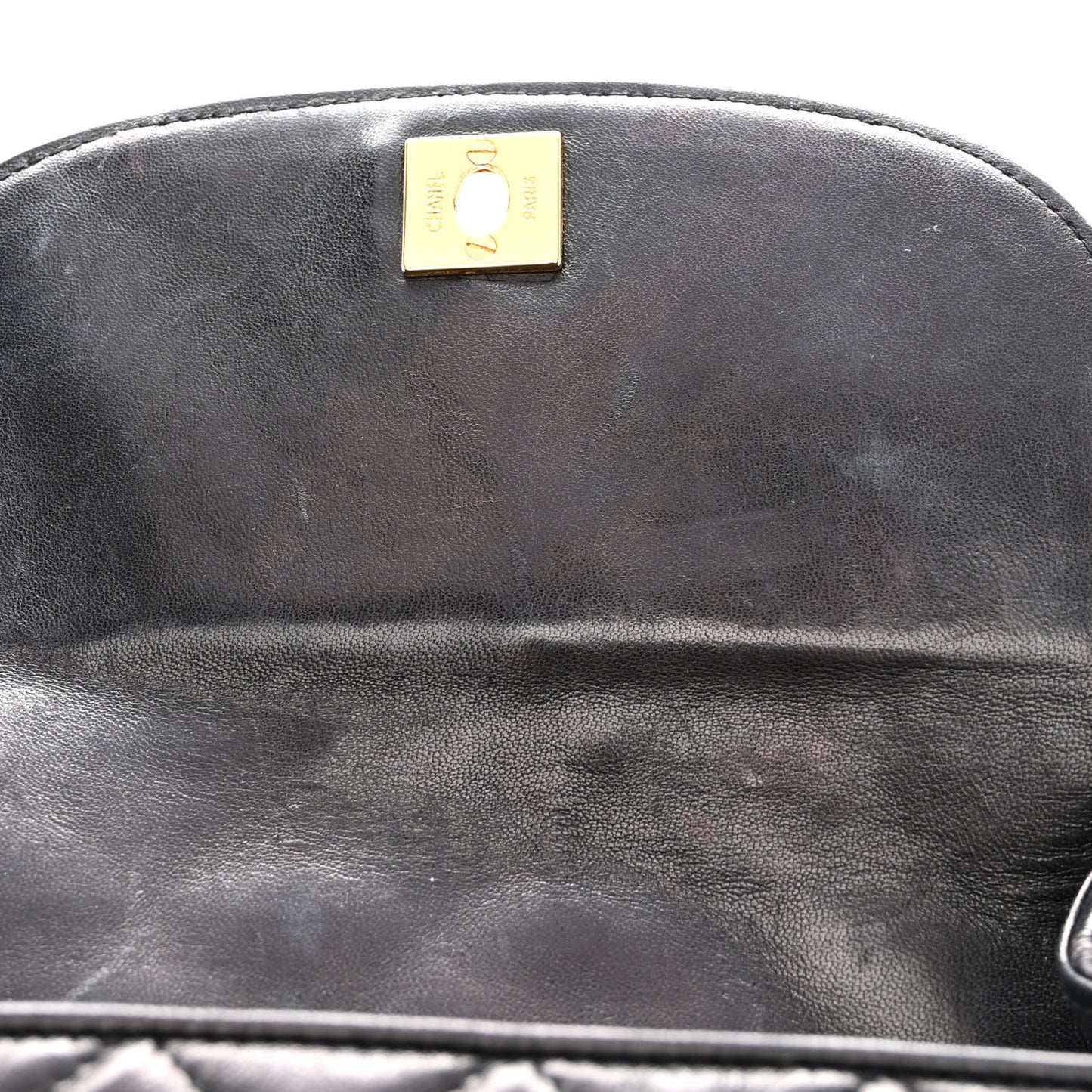 Lambskin Quilted CC Flap Shoulder Bag Black