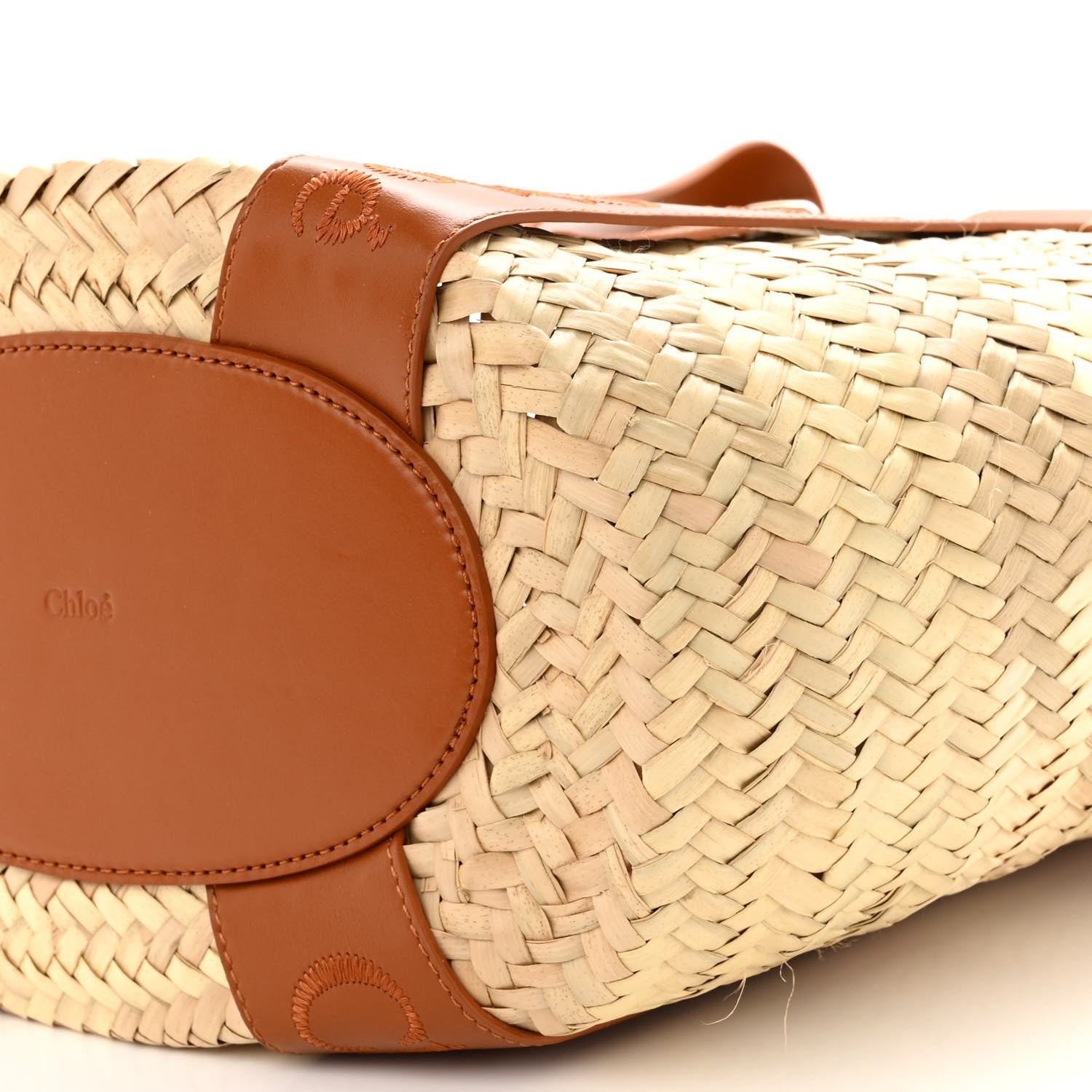 Chloe Raffia Smooth Calfskin Medium Sense Basket Caramel 8 of 9
