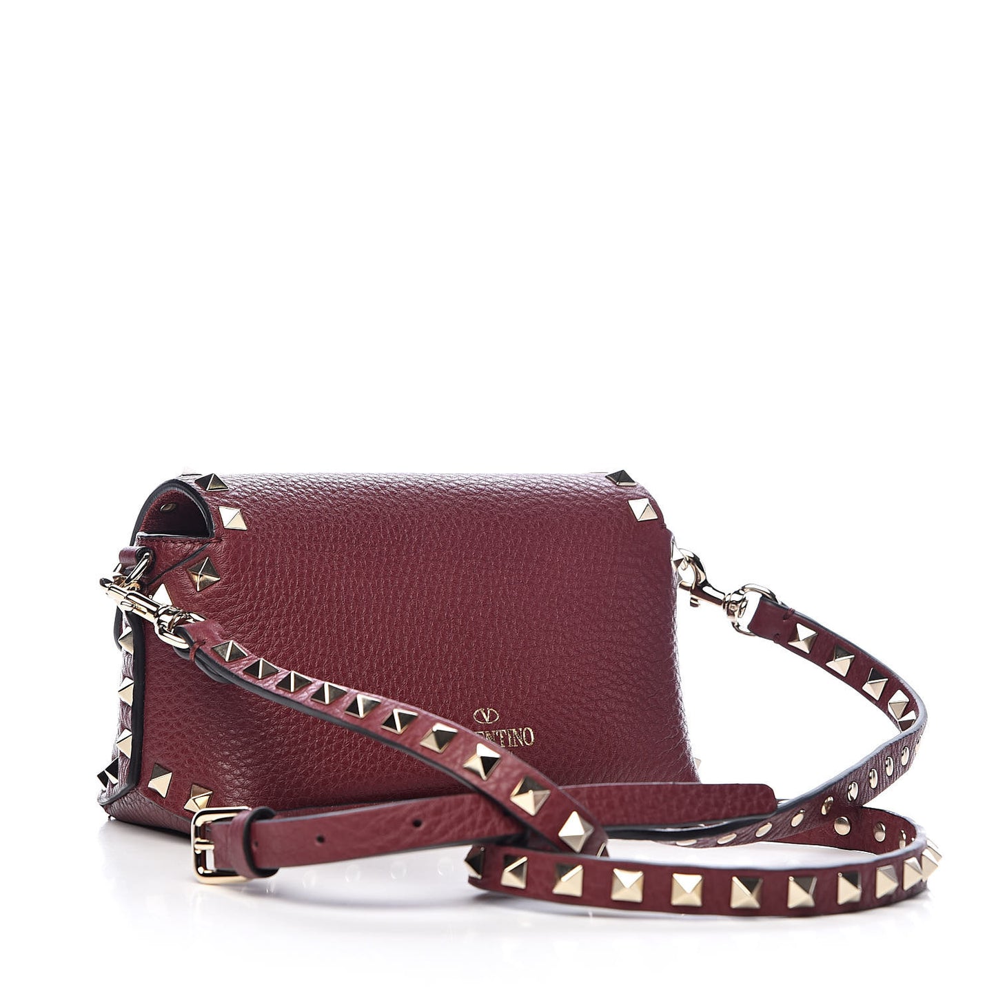 Pebbled Calfskin Mini Rockstud Crossbody Bag Rubin