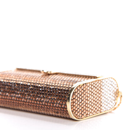 Judith Leiber Swarovski Crystal Striped Minaudiere Clutch Silver Gold 7 of 9