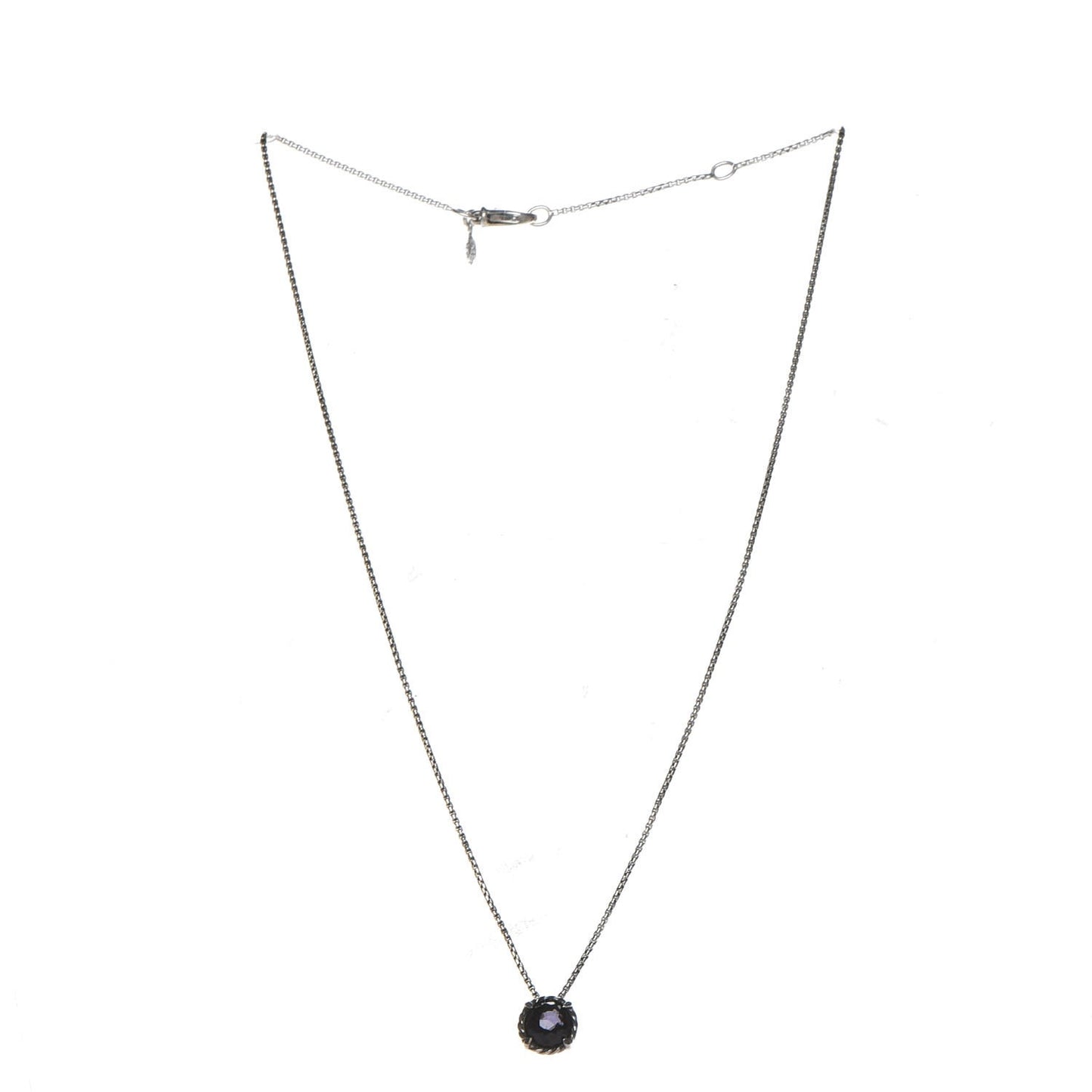 Sterling Silver Black Orchid 8mm Petite Chatelaine Pendant Necklace