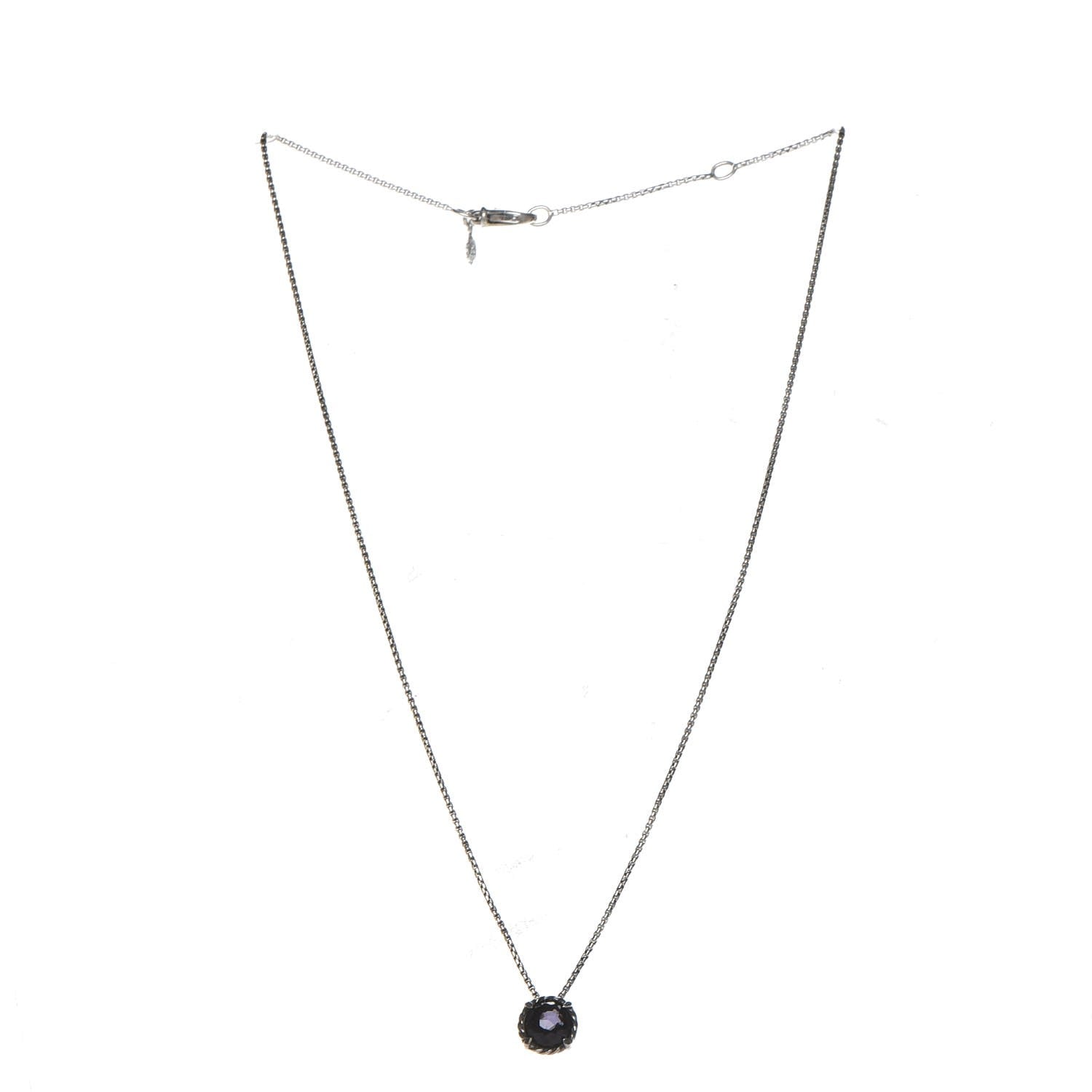 David Yurman Sterling Silver Black Orchid 8mm Petite Chatelaine Pendant Necklace 1 of 7
