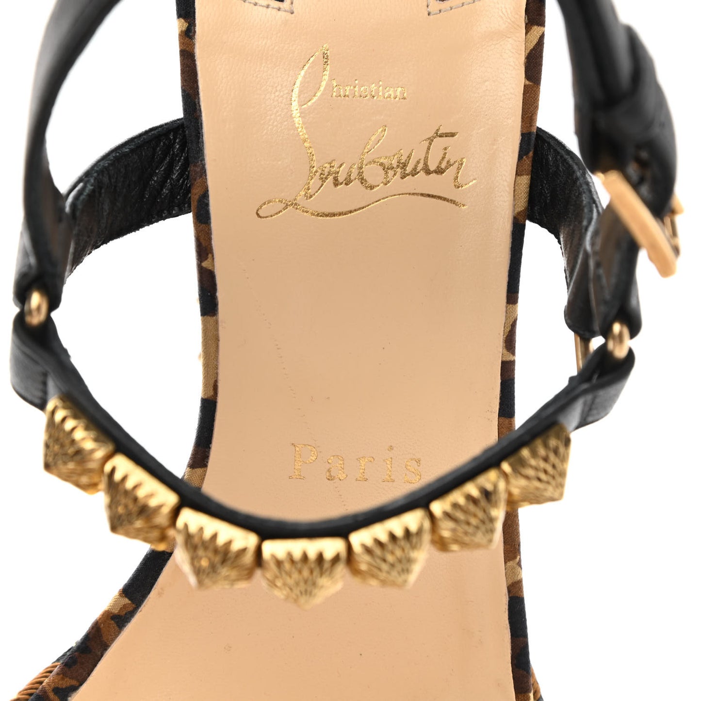 Nappa Silk Leopard Pira Ryad 110 Wedge Sandals 40 Black Marron