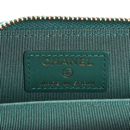 Chanel Metallic Caviar Quilted Zip Coin Purse Green 6 of 16