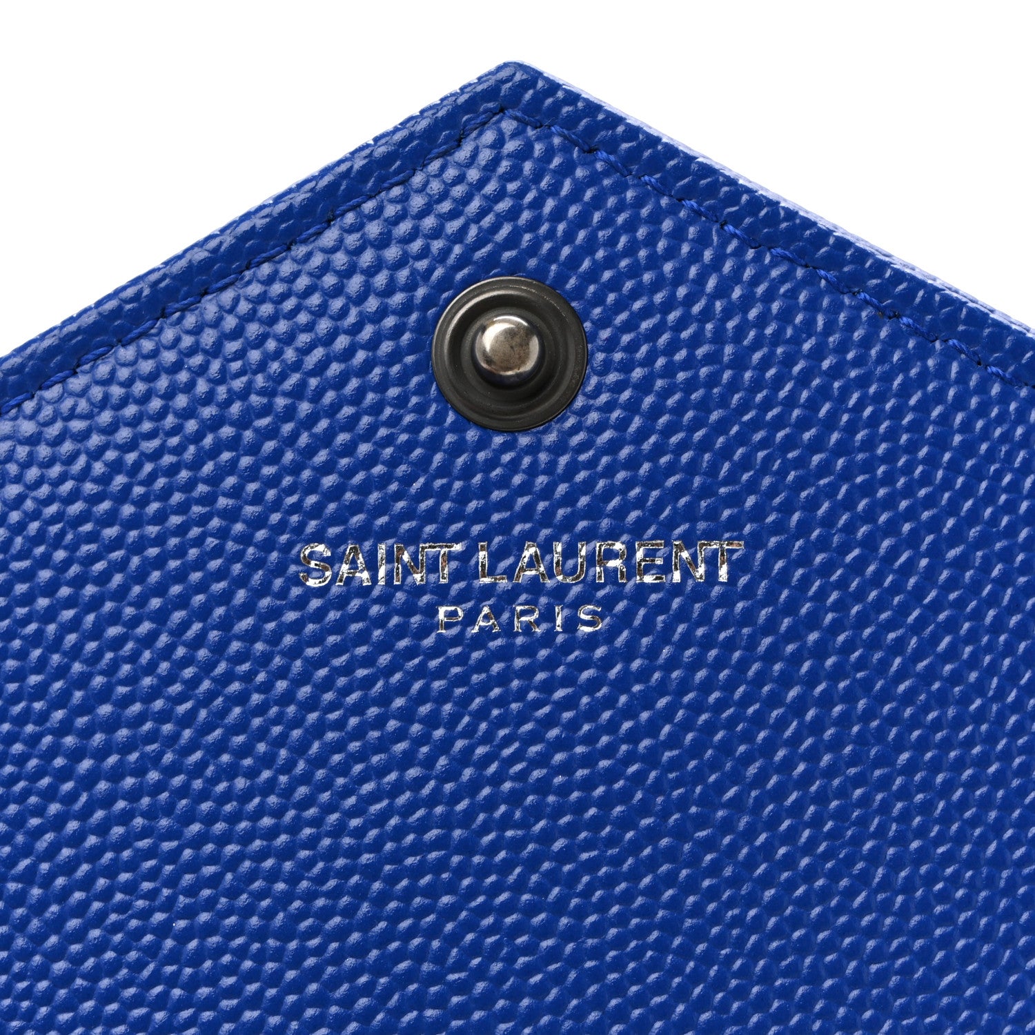 Saint Laurent Grain De Poudre Matelasse Chevron Monogram Envelope Chain Wallet Blue Majorelle 6 of 11