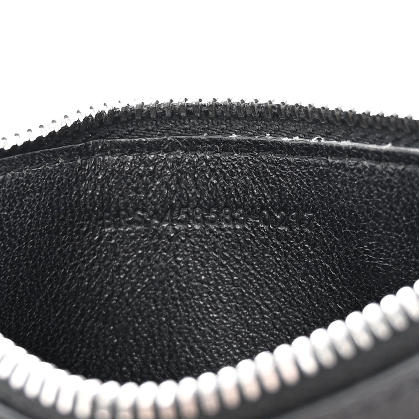 Grained Calfskin 5 Fragments Zip Pouch Card Holder Black