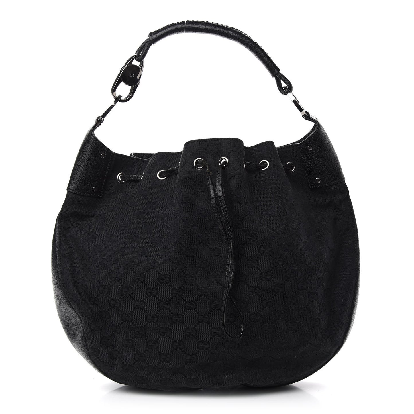 Monogram Drawstring Hobo Black