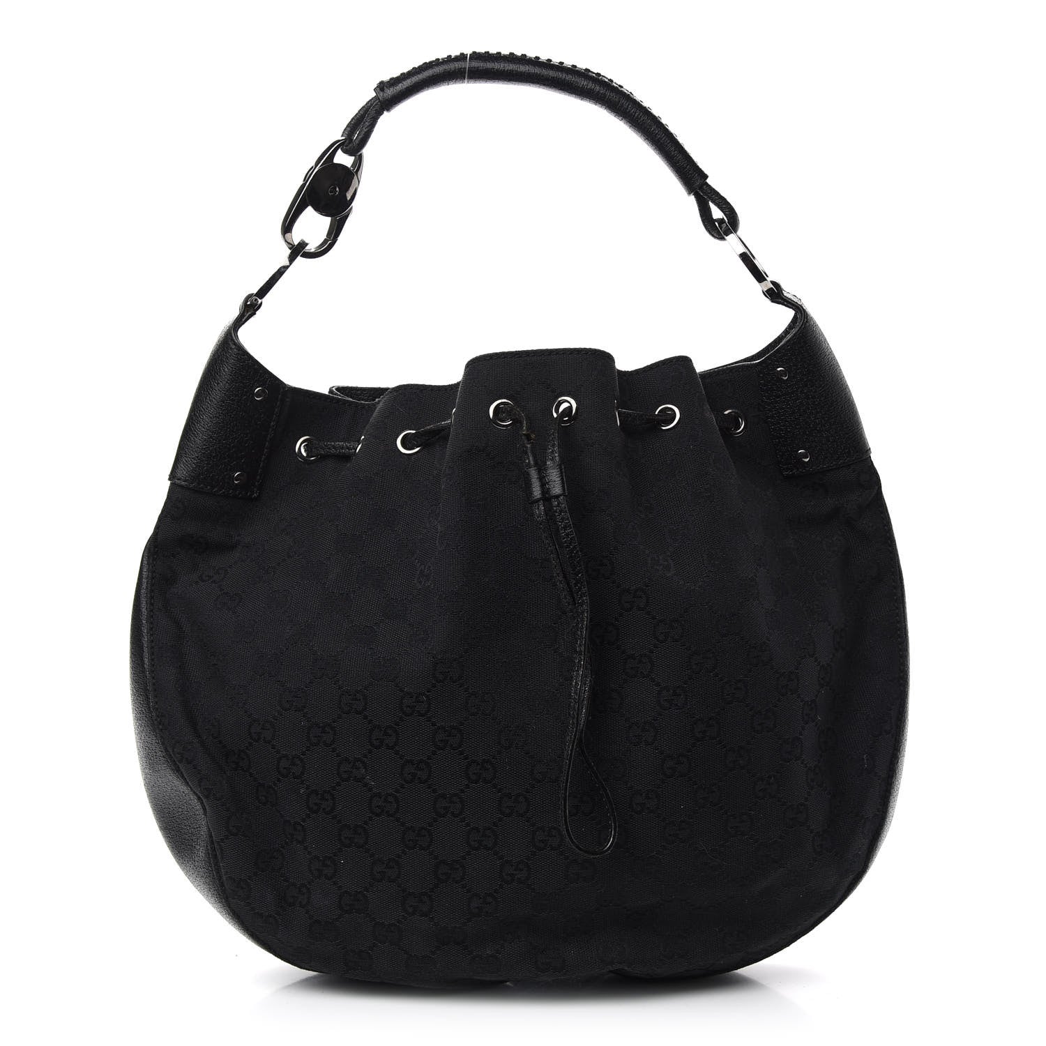 Gucci Monogram Drawstring Hobo Black 1 of 10