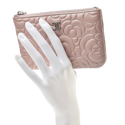 Chanel Goatskin Camellia Embossed Cosmetic Pouch Light Pink 2 of 8