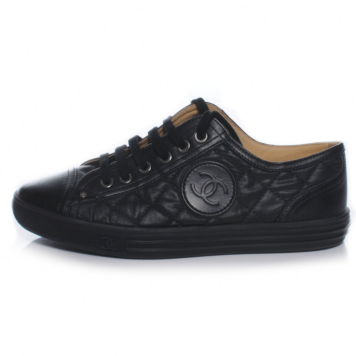 Leather Quilted CC Sneakers Black 36