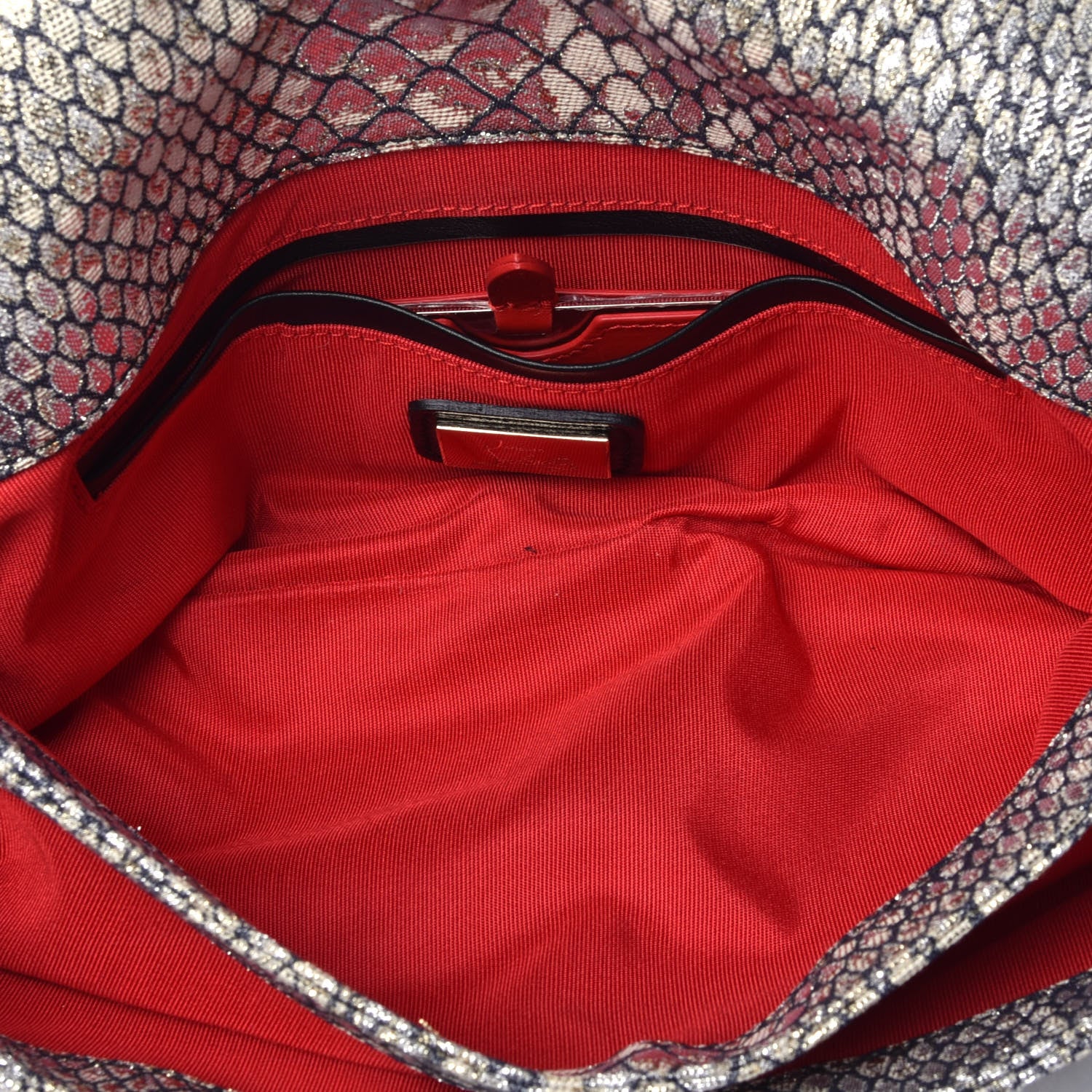 Christian Louboutin Glitter Fabric Snakeskin Embossed Clutch 5 of 9