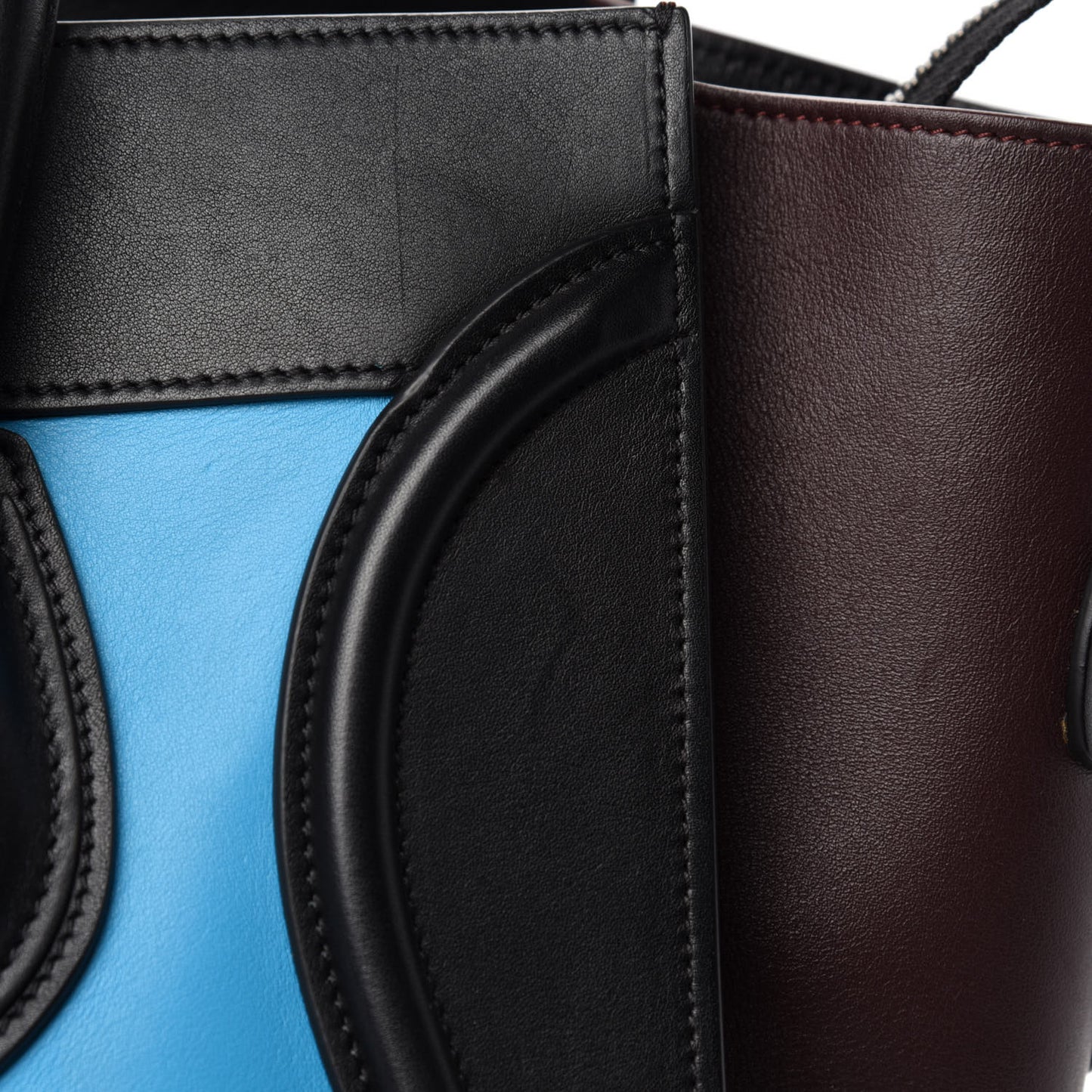 Smooth Calfskin Mini Tri-Color Luggage Turquoise