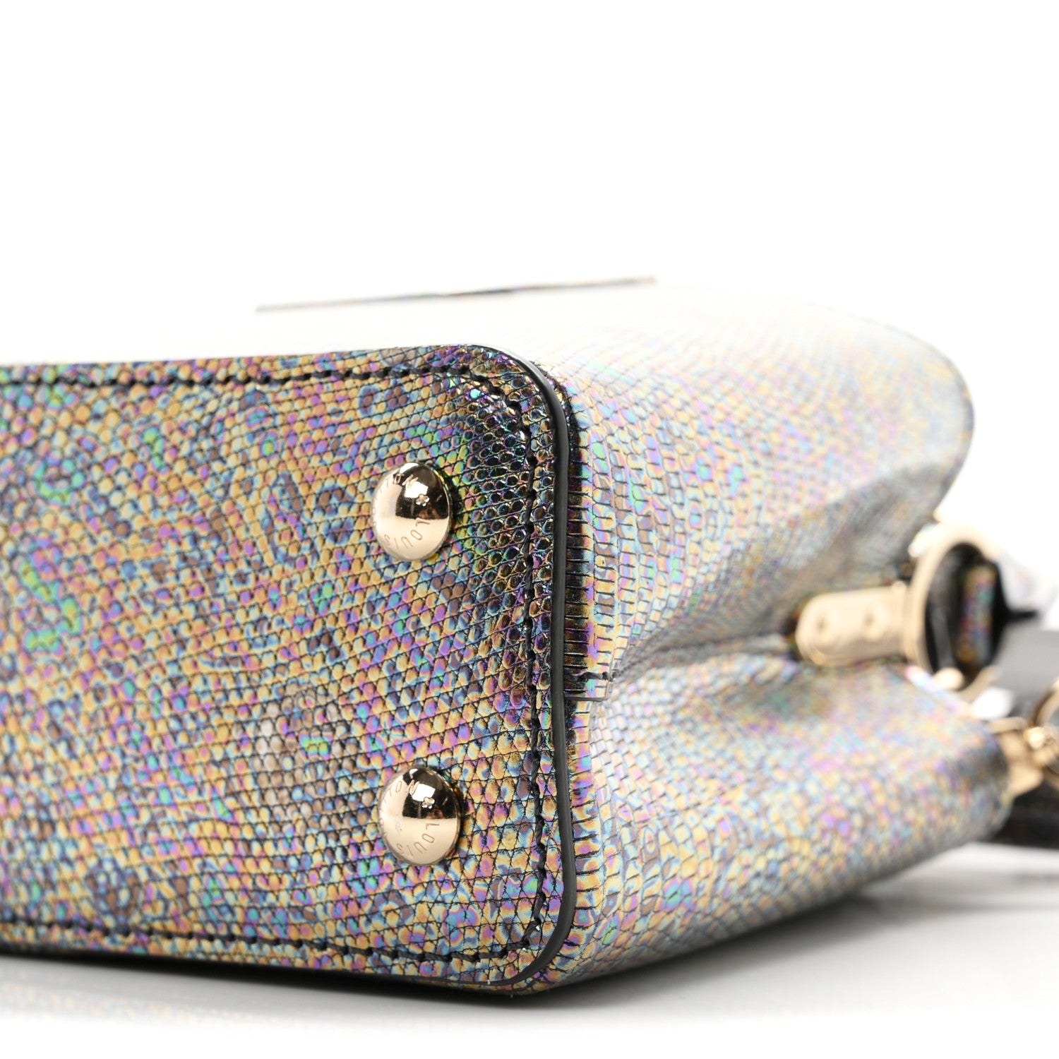 Louis Vuitton Lizard Capucines Mini Bleu Petrole 9 of 10