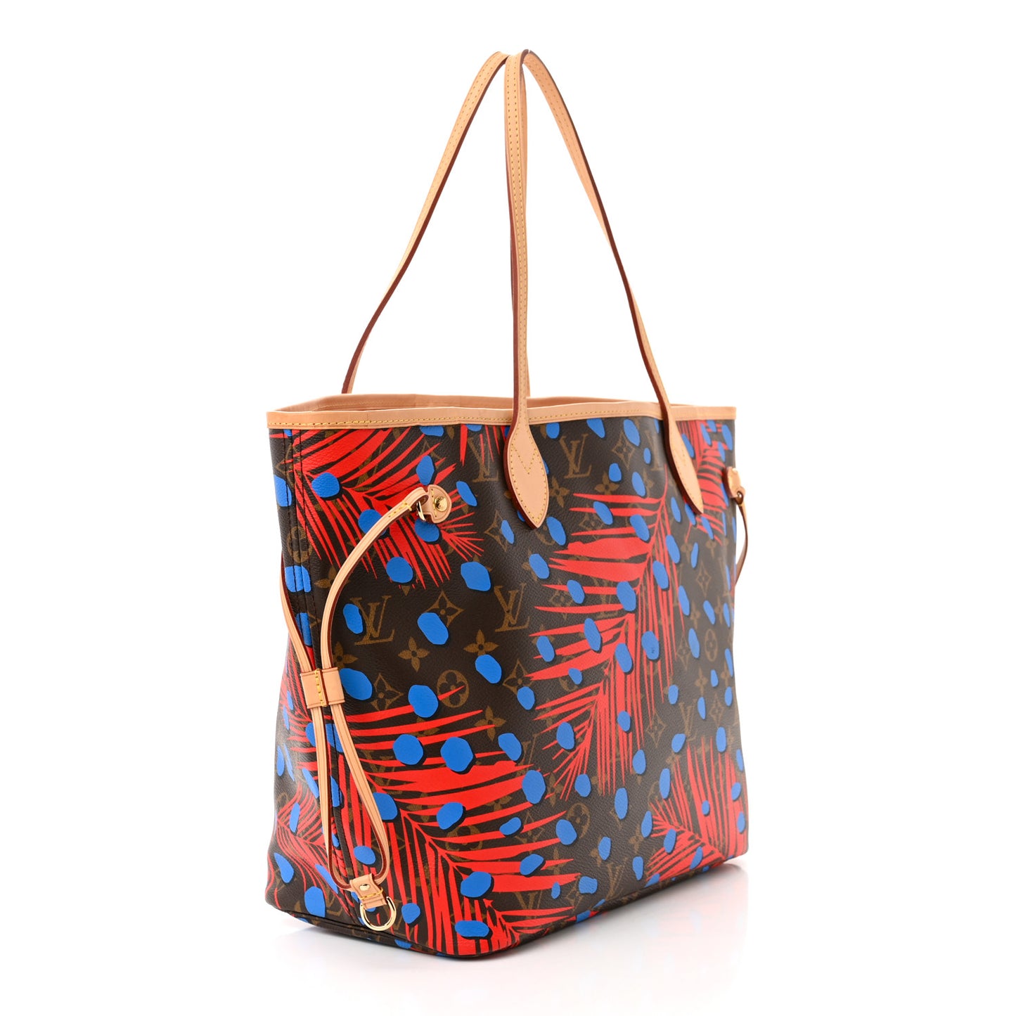 Monogram Jungle Dots Neo Neverfull MM Coquelicot Denim