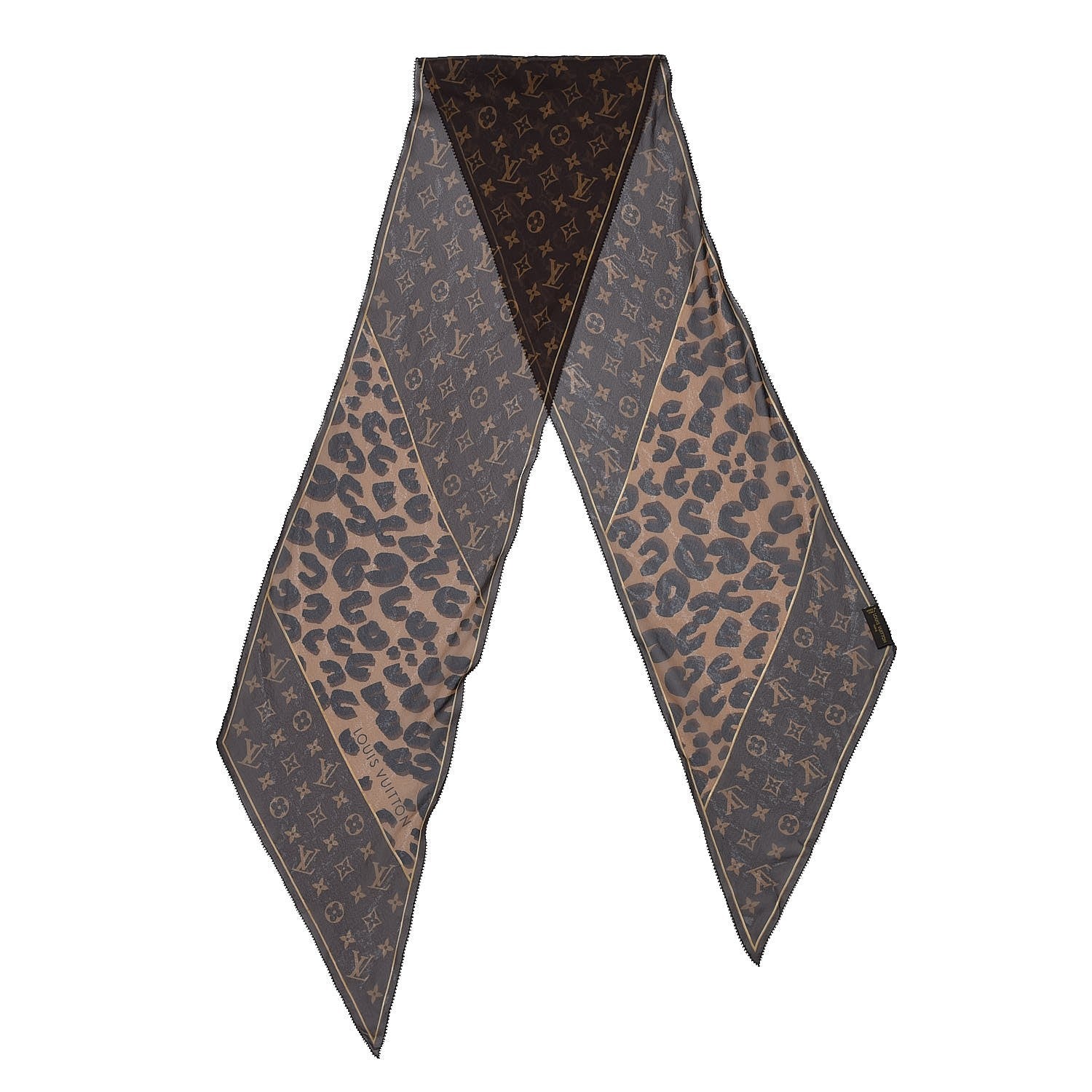 Louis Vuitton Silk Crepe Leopard Monogram Scarf 6 of 6
