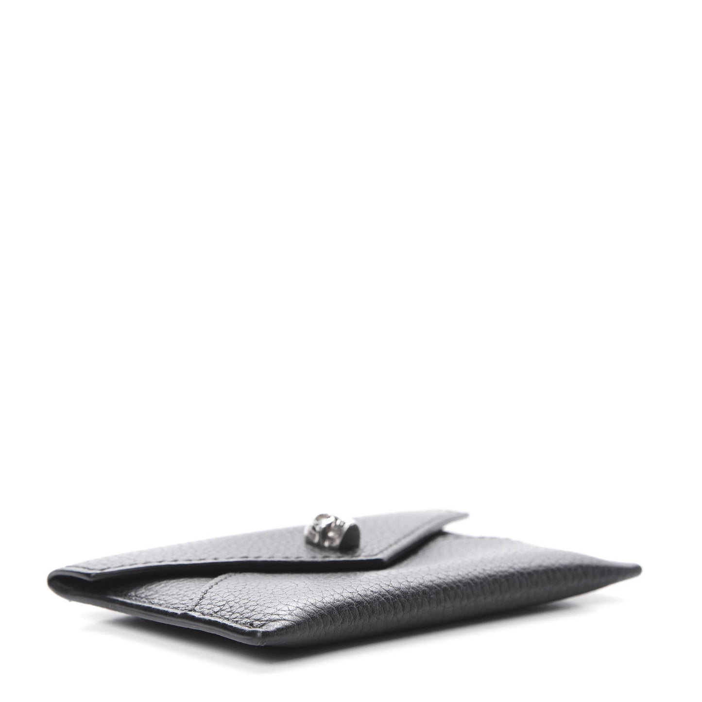 Calfskin Skull Envelope Card Holder Black