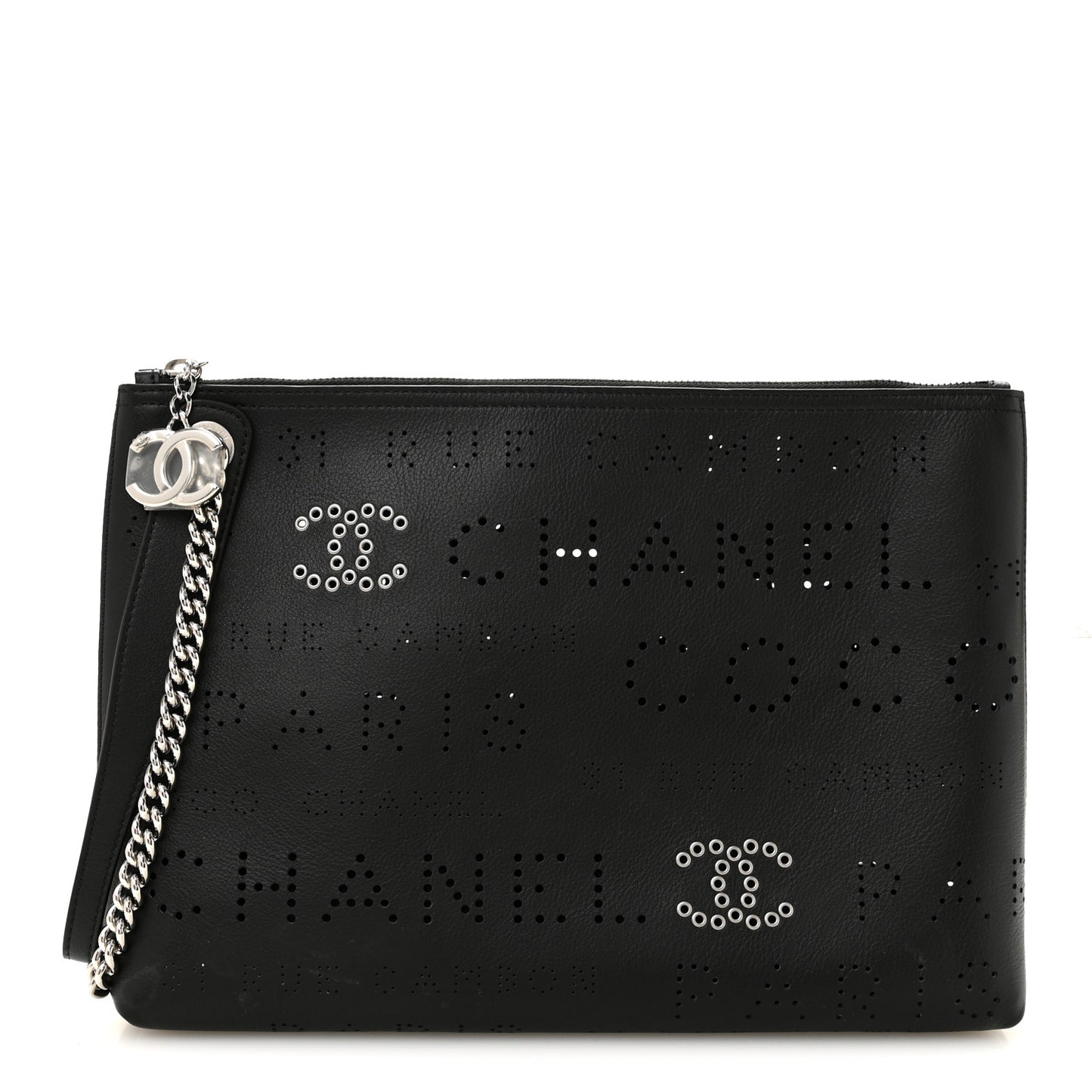 Calfskin Eyelets Clutch Black
