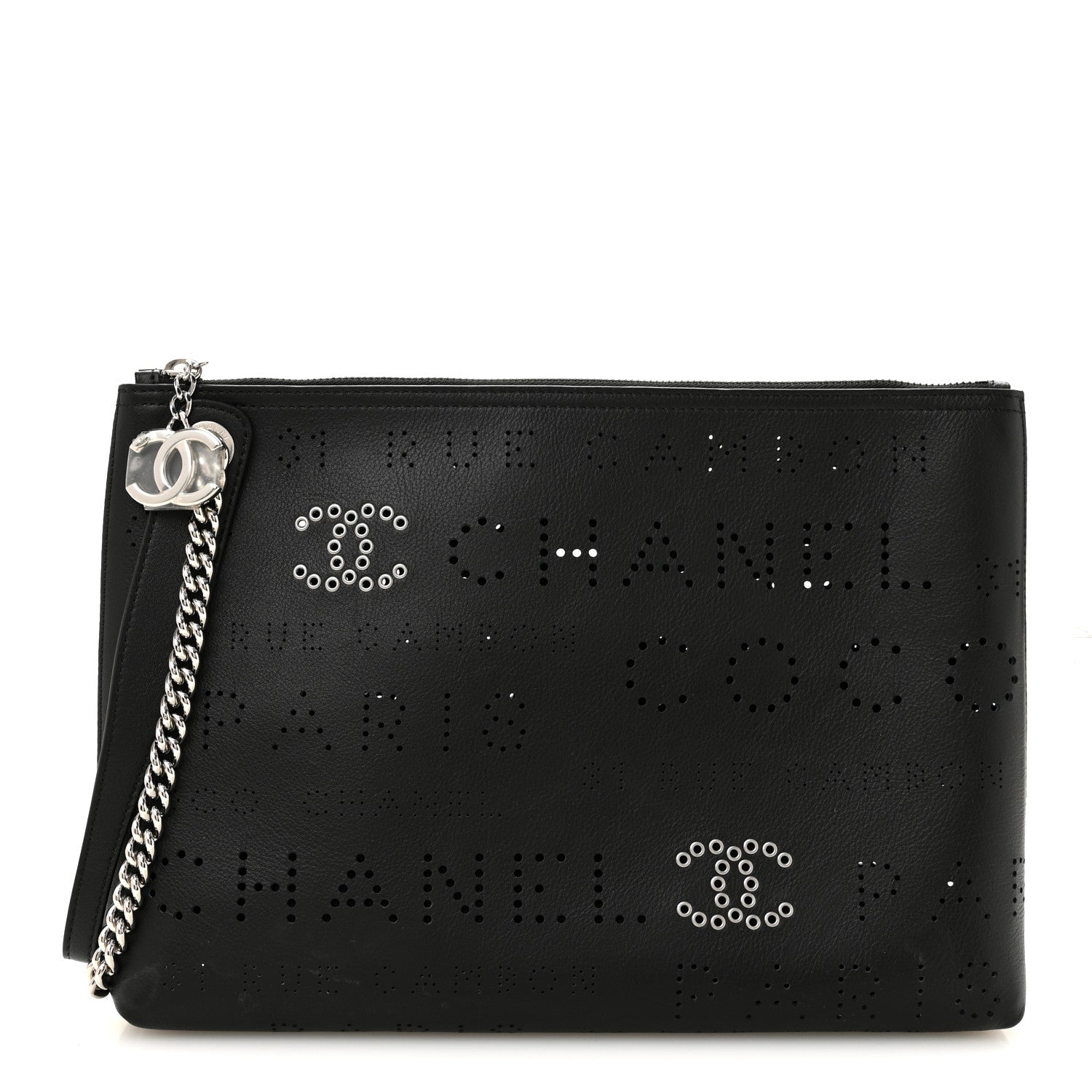 Chanel Calfskin Eyelets Clutch Black 1 of 7