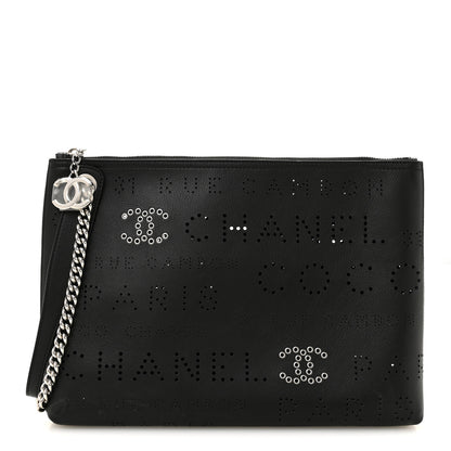 Chanel Calfskin Eyelets Clutch Black 1 of 7