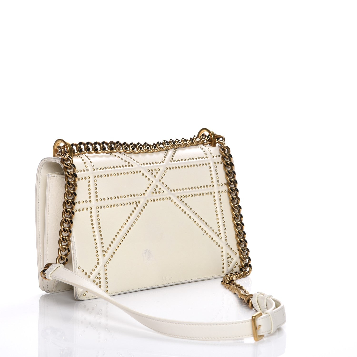 Christian Dior Lambskin Studded Medium Diorama Flap Bag Latte 3 of 24
