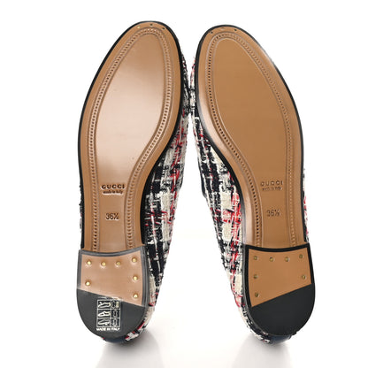 Gucci Tweed Check Horsebit Womens Jordaan Loafers 36.5 Gardenia Ink Blue Agata 6 of 9