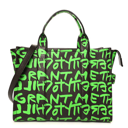 Marc Jacobs X STEPHEN SPROUSE Grained Calfskin Medium The Tote Bag Green 1 of 10