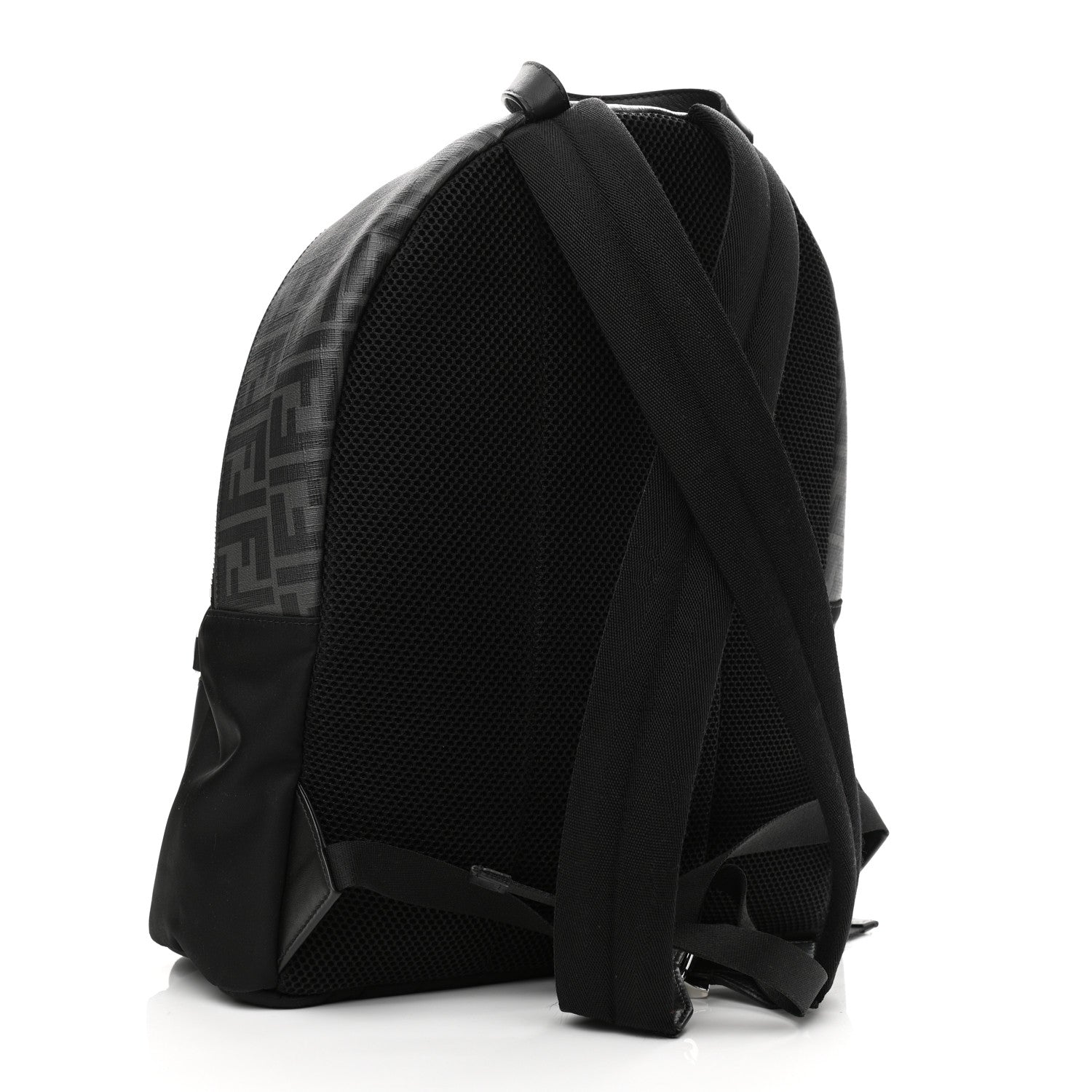 Fendi Glazed Fabric Nylon FF 1974 Diagonal Pouch Pocket Backpack Black Sunflower 3 of 14