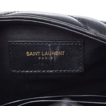Saint Laurent Calfskin Matelasse Chevron Monogram Classic Baby Chain Bag Black 7 of 10