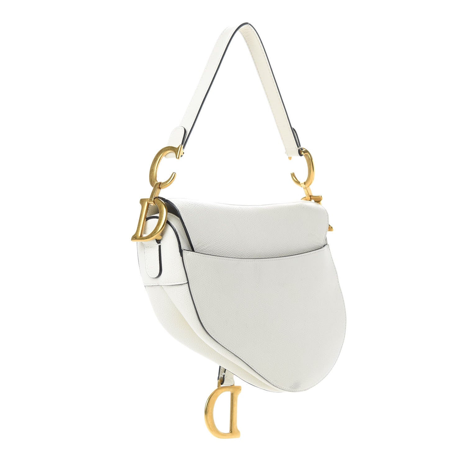 Christian Dior Grained Calfskin Saddle Bag White 3 of 15