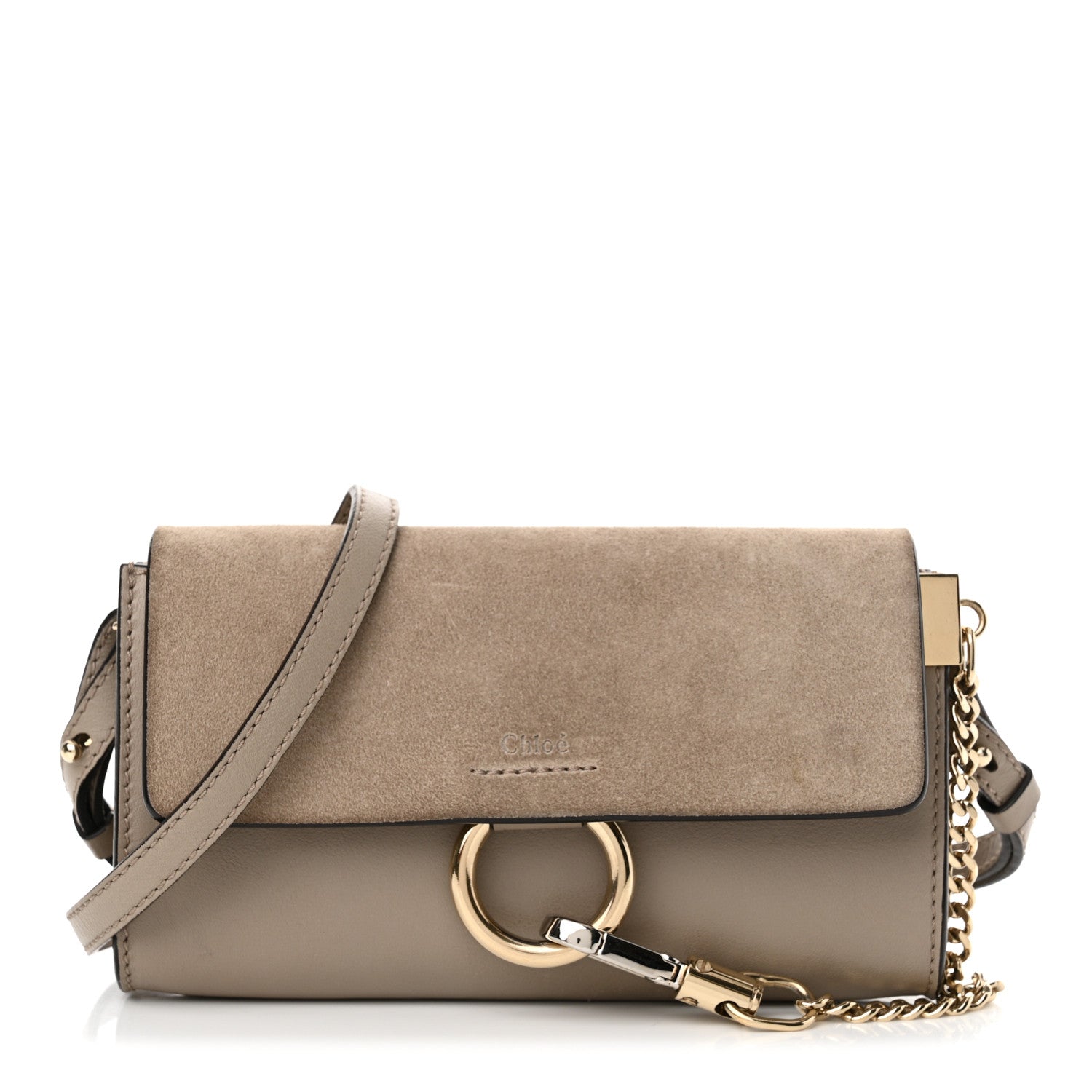 Chloe Suede Calfskin Mini Faye Shoulder Bag Motty Grey 1 of 12