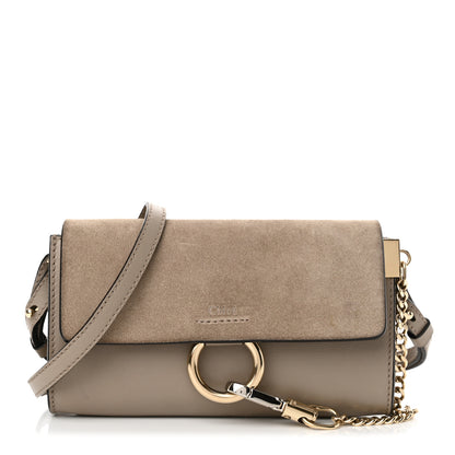 Chloe Suede Calfskin Mini Faye Shoulder Bag Motty Grey 1 of 12