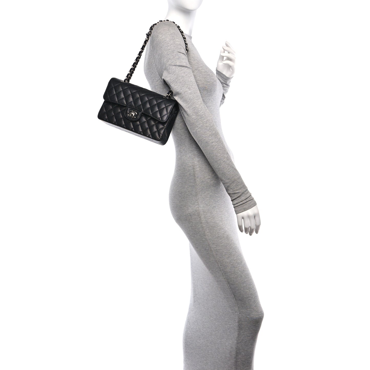 Caviar Quilted Small Double Flap Black