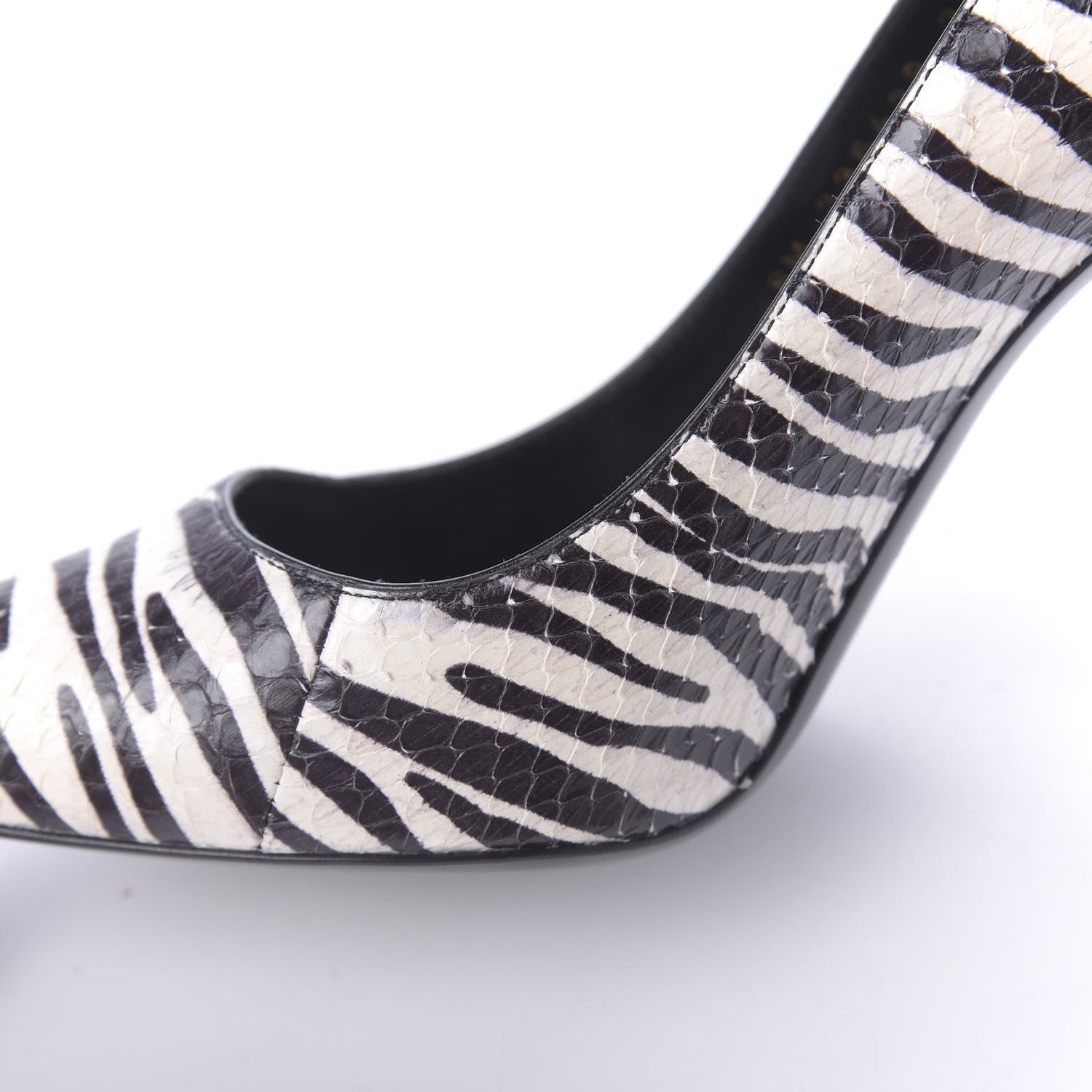 Saint Laurent Snakeskin Zebra Print Paris Pumps 37.5 Black White 12 of 12