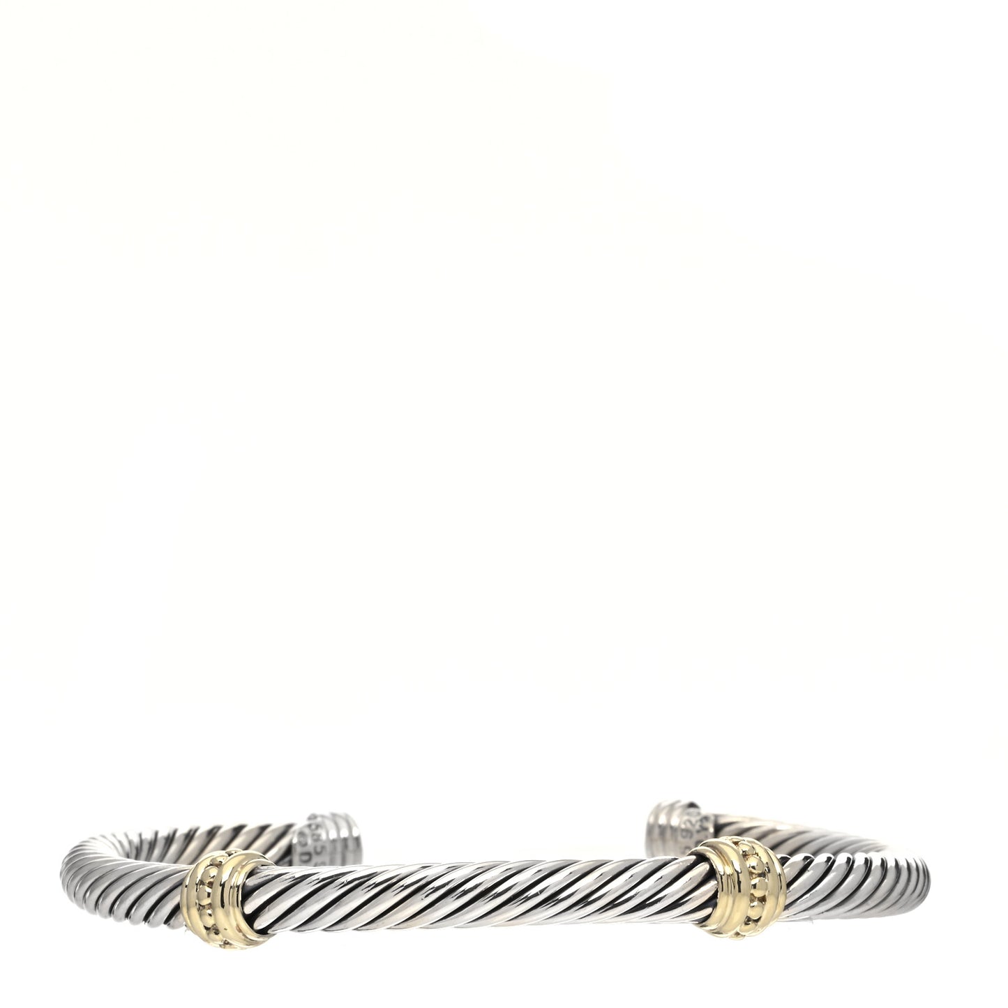 Sterling Silver 14K Yellow Gold 5mm Cable Classics Two Station Bracelet