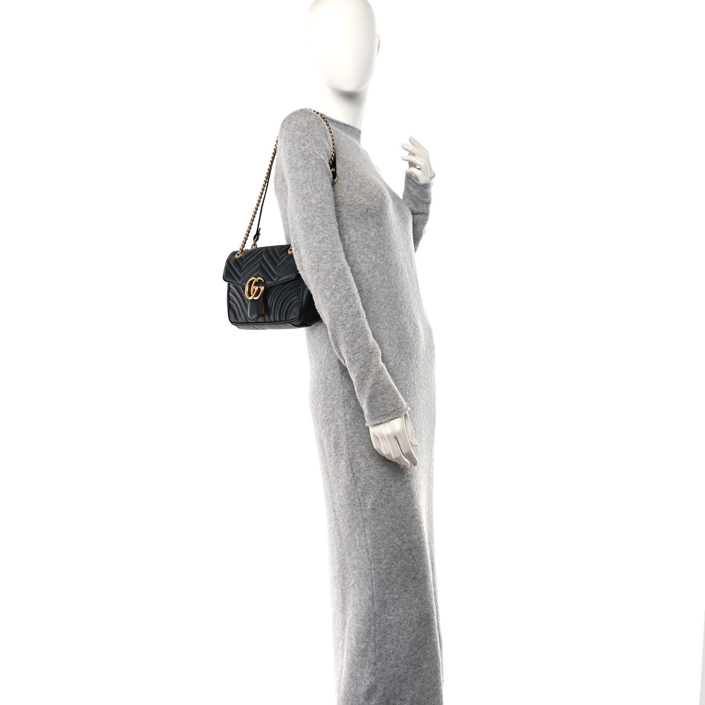 Calfskin Matelasse Small GG Marmont Shoulder Bag Black