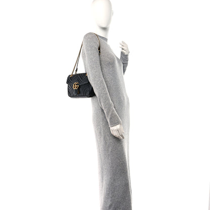 Gucci Calfskin Matelasse Small GG Marmont Shoulder Bag Black 2 of 10