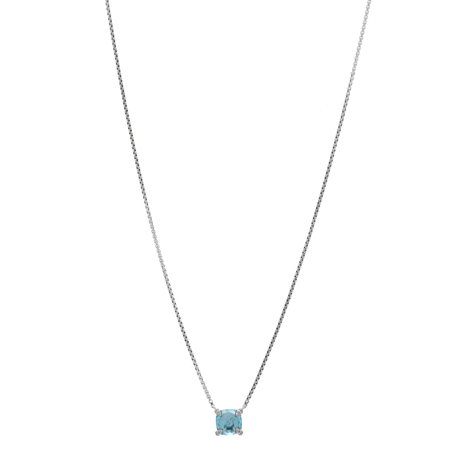 David Yurman Sterling Silver Diamond Blue Topaz 9mm Petite Chatelaine Pendant Necklace 1 of 3