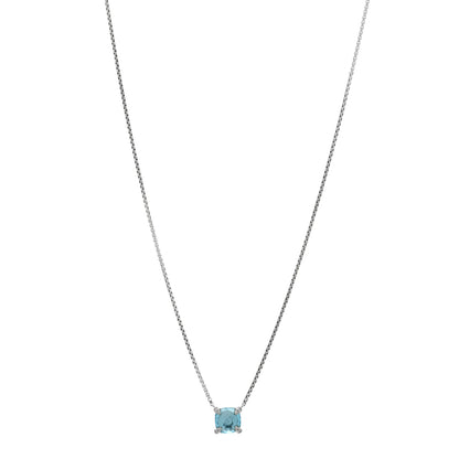 David Yurman Sterling Silver Diamond Blue Topaz 9mm Petite Chatelaine Pendant Necklace 1 of 3