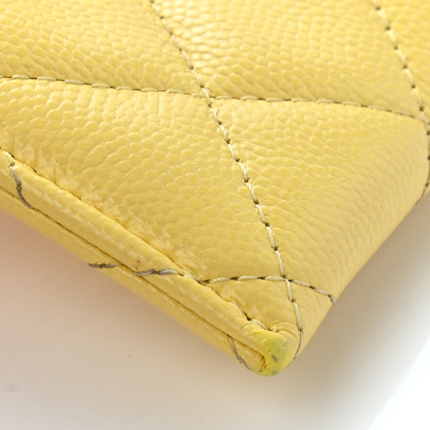 Caviar Quilted Card Holder Yellow