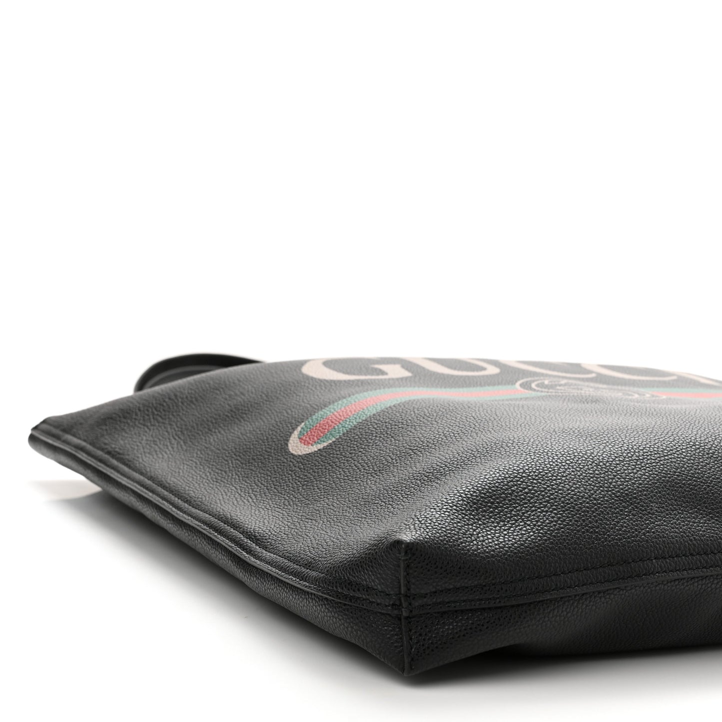 Calfskin Mens Logo Vertical Shopping Tote Black