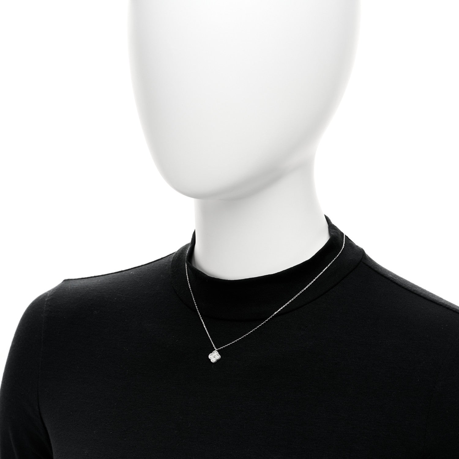 Van Cleef & Arpels 18K White Gold Diamond Sweet Alhambra Pendant Necklace 2 of 6