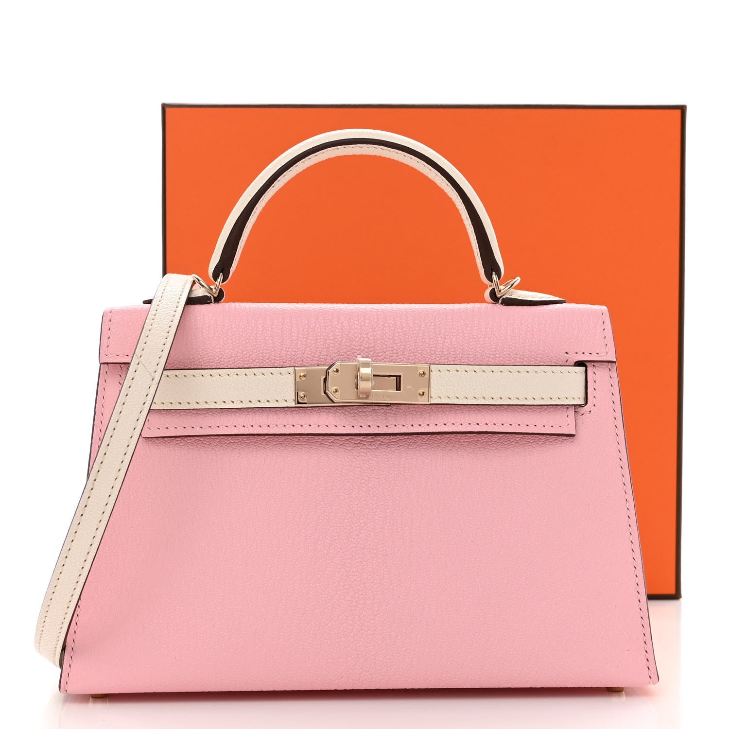 Hermes Chevre Mysore Horseshoe Mini Kelly Sellier 20 Rose Sakura Nata 11 of 11