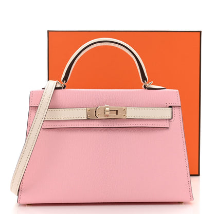 Hermes Chevre Mysore Horseshoe Mini Kelly Sellier 20 Rose Sakura Nata 11 of 11