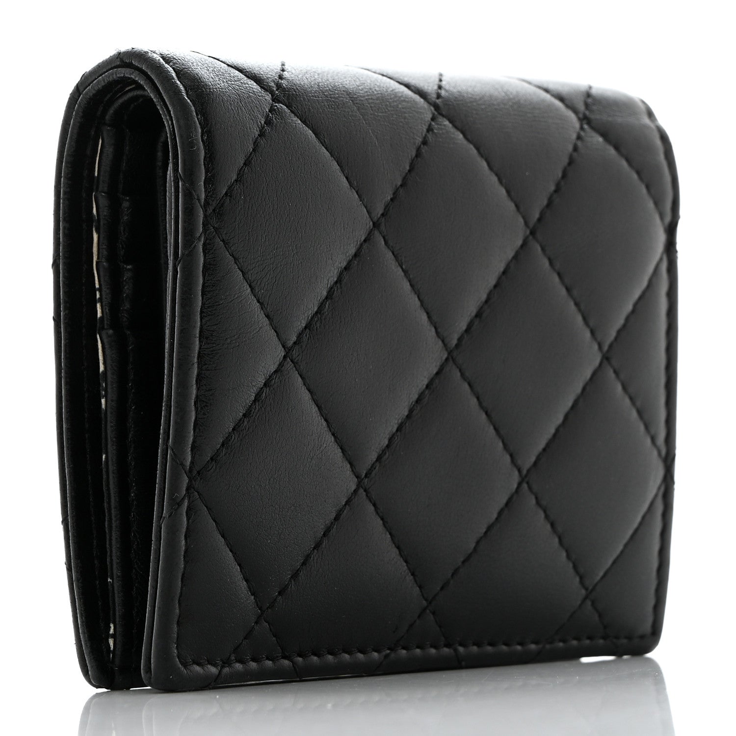Chanel Lambskin Quilted CC Compact Bifold Wallet Black 3 of 8