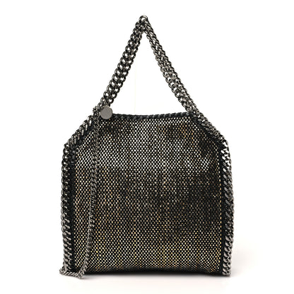 Stella McCartney Metallic Woven Raffia Mini Fold Over Falabella Black Gold 1 of 10
