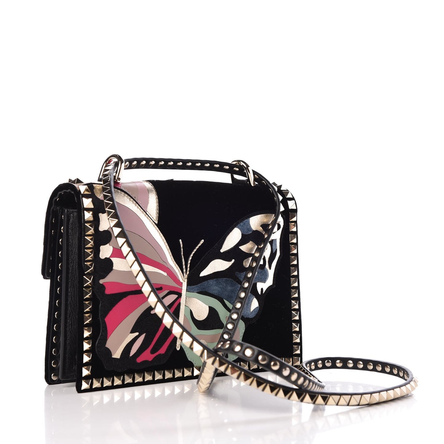 Velvet Butterfly Rockstud No Limit Shoulder Bag Black