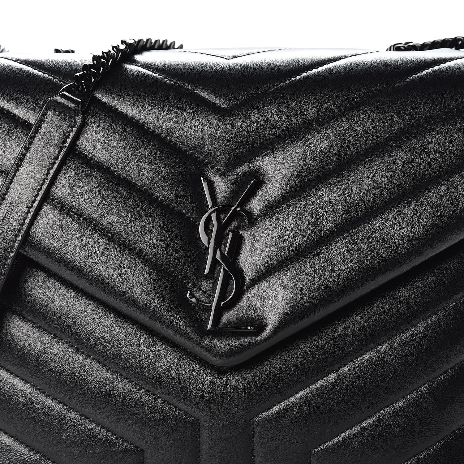Saint Laurent Calfskin Y Quilted Monogram Medium Loulou Chain Satchel Black 10 of 10