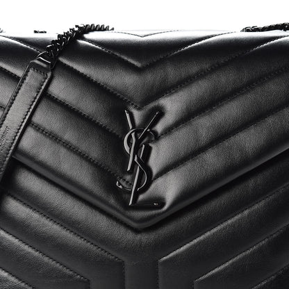 Saint Laurent Calfskin Y Quilted Monogram Medium Loulou Chain Satchel Black 10 of 10